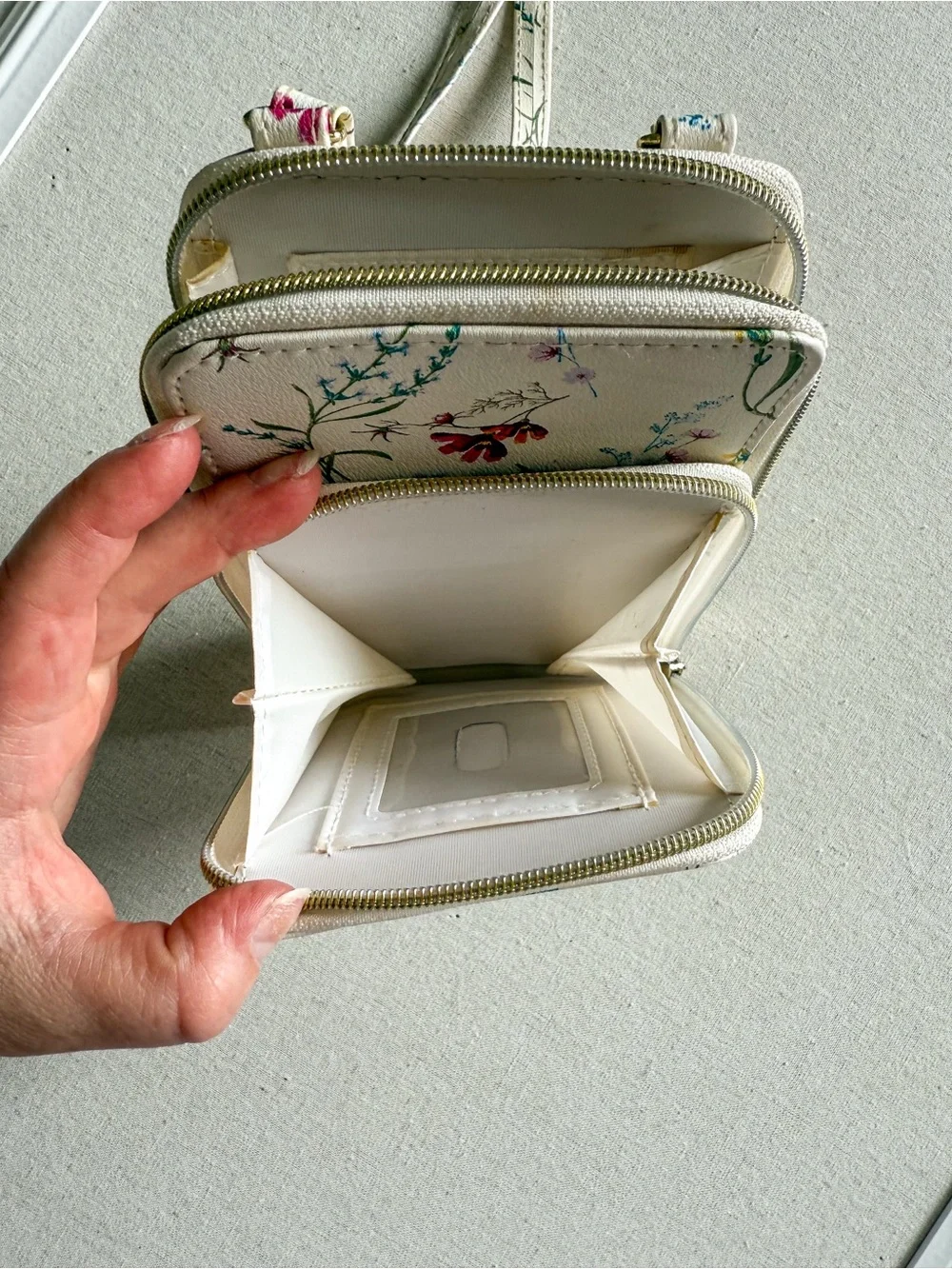 Boutique Mini Floral Crossbody Bag Cream and Pink
